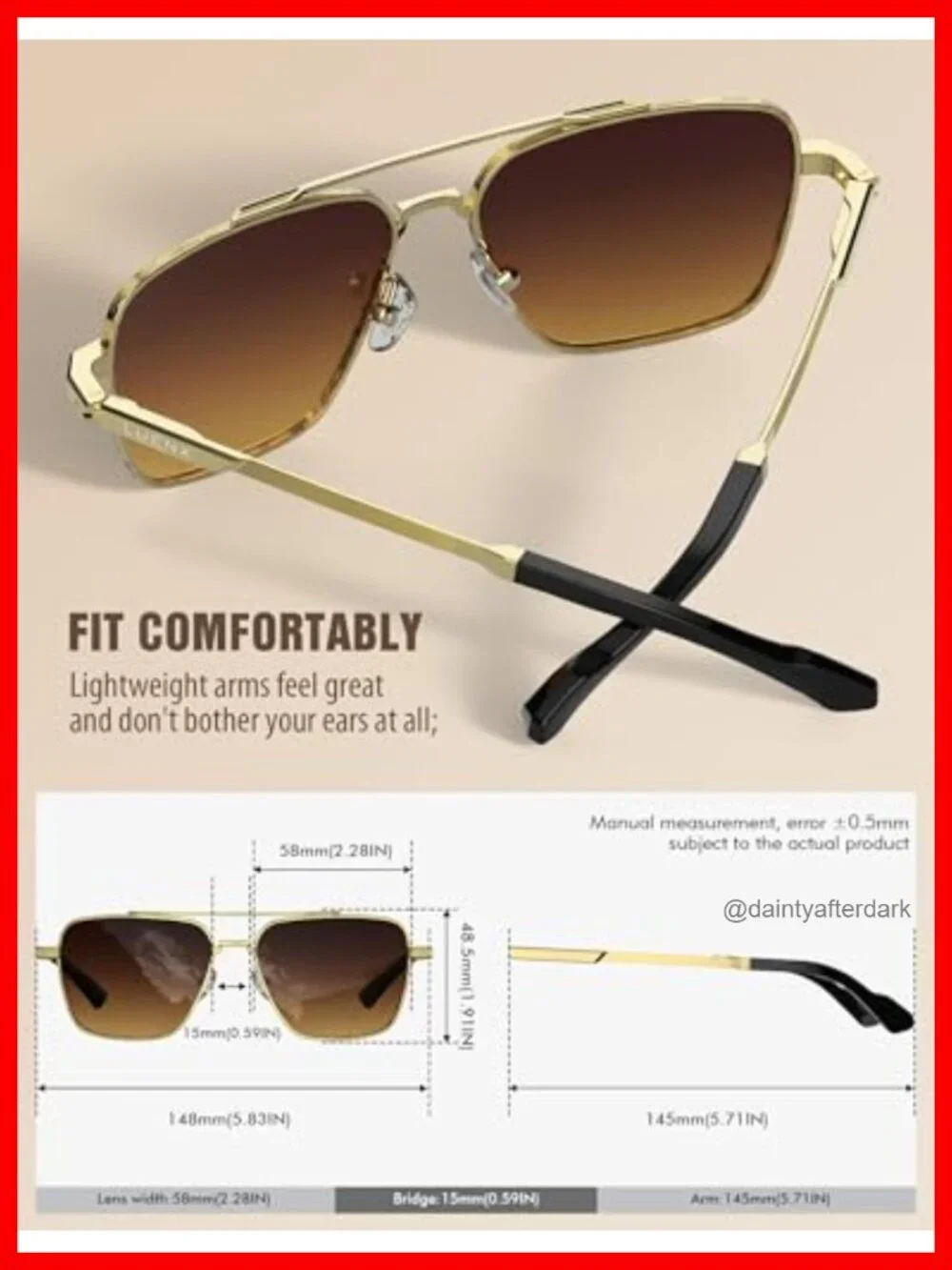 Polarized Aviator Sunglasses UV400 Protection Metal Frame Driving Accessories